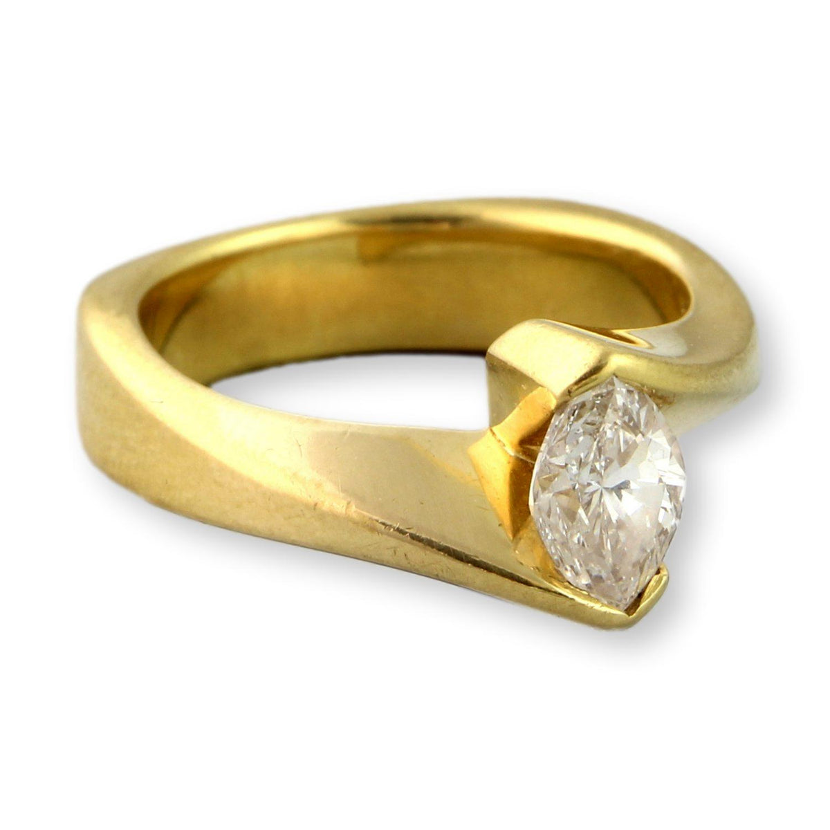 0.96ct Marquise Diamond Ring in 18K Yellow Gold – G VS2 IGI Graded, Custom Mounting