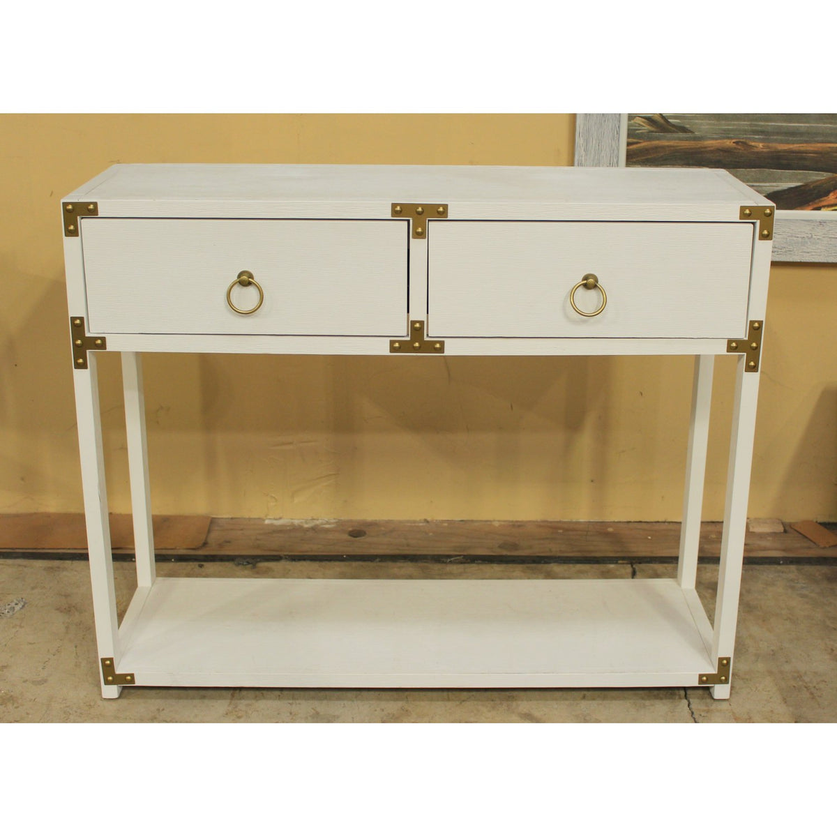 White Campaign Style Console Table