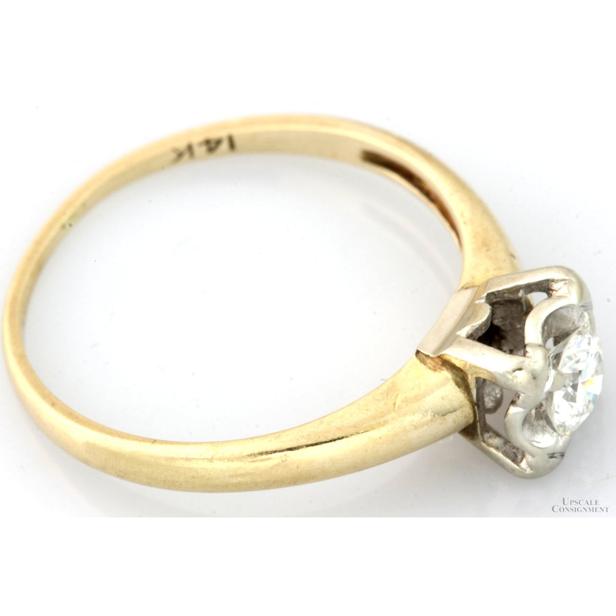 Mid Century Modern .25ctw Diamond 14K Yellow Gold Ring