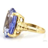 Blue Created Color Change Sapphire 14K Yellow Gold Ring