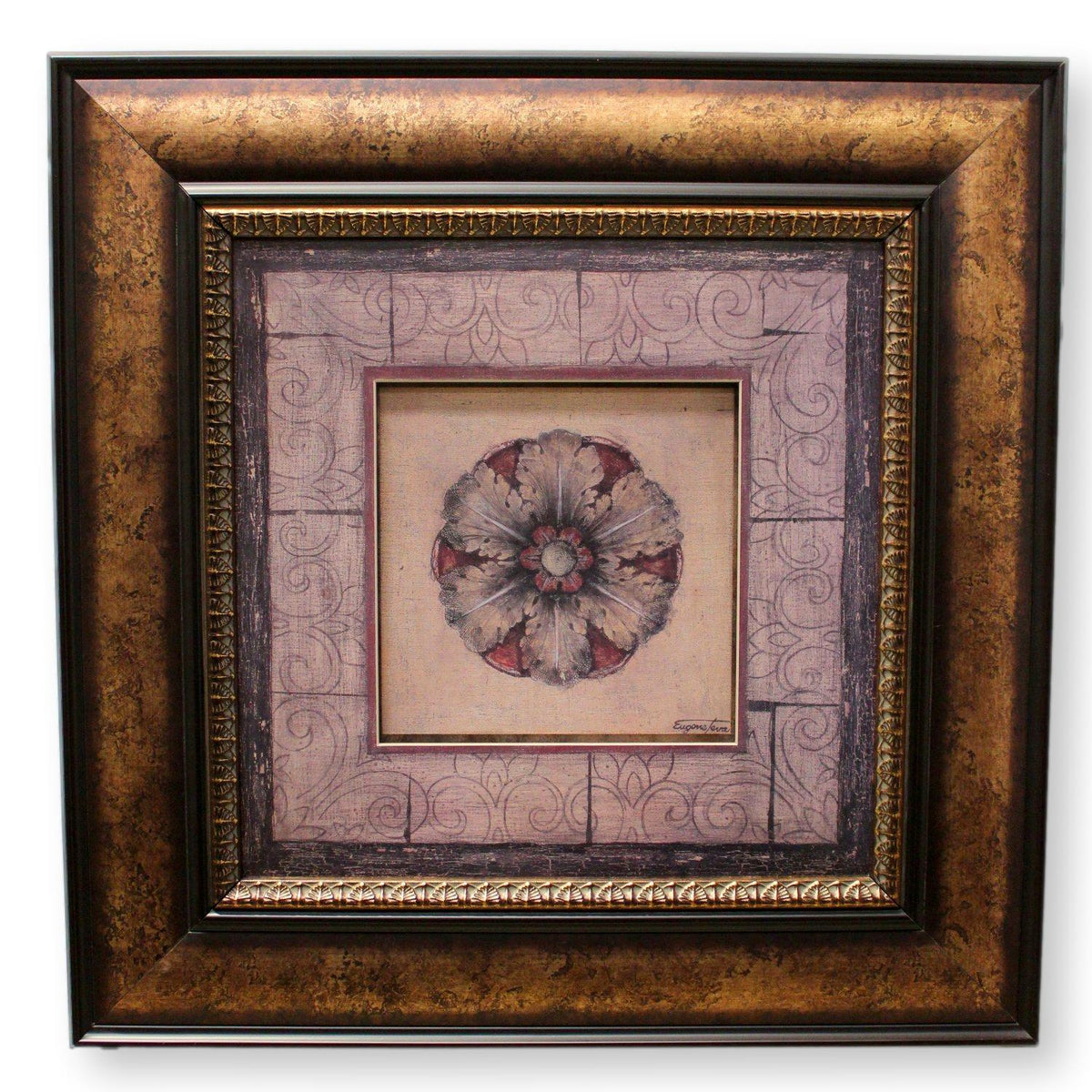 Framed Floral Medallion Artwork