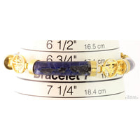 Natural Sodalite Link Bracelet with Gold Tone Accents - Safety Chain