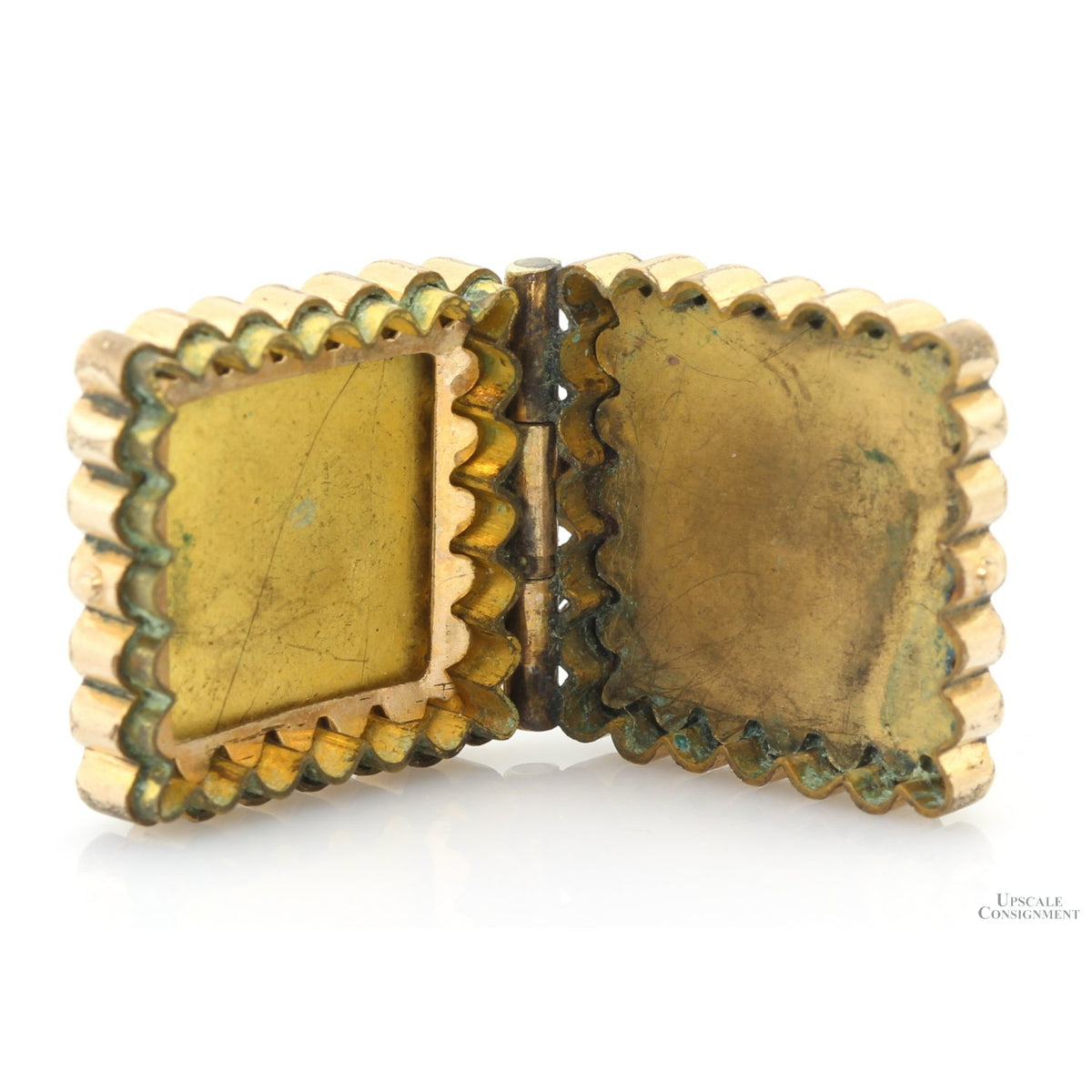 Vintage Tiger's Eye Cameo Locket Pendant with 14K Gold Accents
