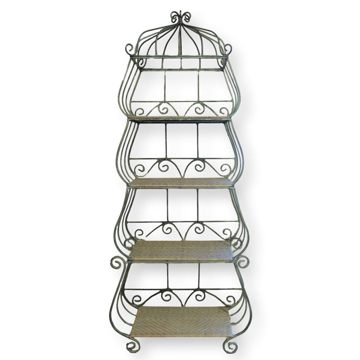 4 Tier Metal & Wicker Shelf