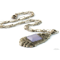 Sterling Silver Lavender Chalcedony Marcasite Pendant Necklace
