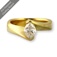 0.96ct Marquise Diamond Ring in 18K Yellow Gold – G VS2 IGI Graded, Custom Mounting