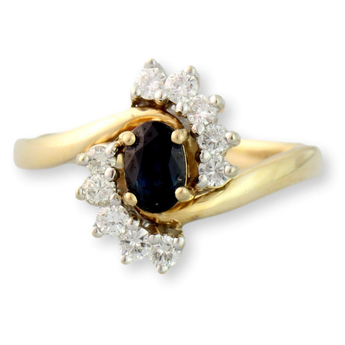 14K Gold Sapphire & Diamond Ring – Prism Lite – 0.65ct Natural Blue Sapphire & 0.38ctw Diamonds