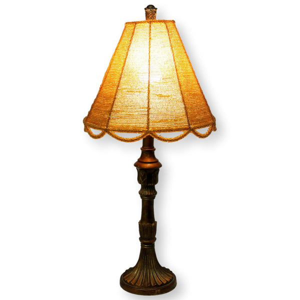 Bronzetone Table Lamp w/Beaded Shade