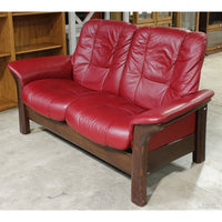 Stressless Red Leather Reclining Loveseat