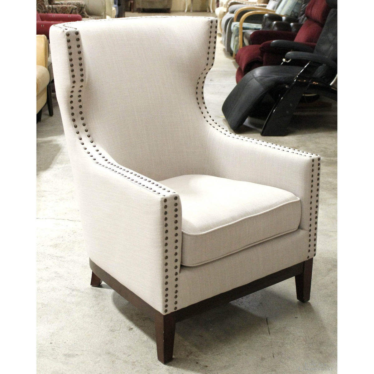 Steve Silver Company High Back Linen Curved Accent Chair
