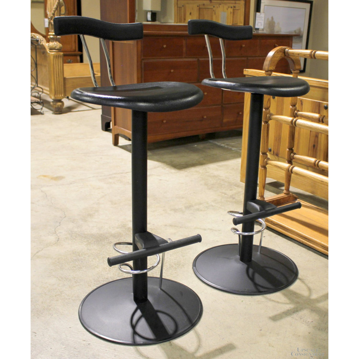 Pair of Ettore Sottsass Attrib. Post-Modern Memphis Milano Style Bar Stools