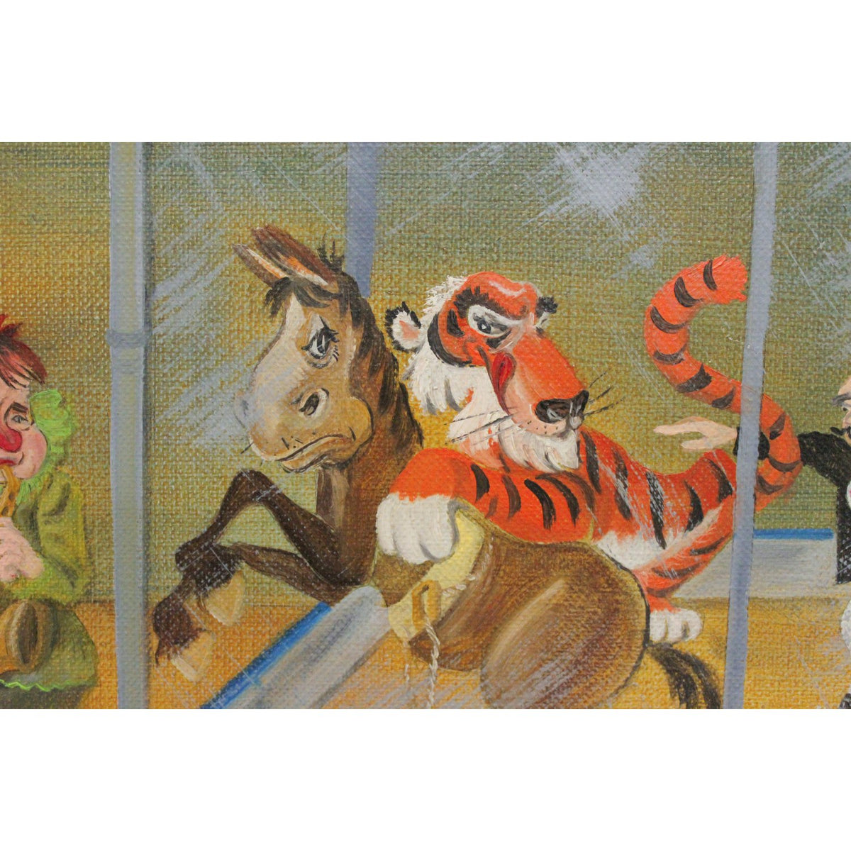 Framed Original Oil Circus Artwork by Dickie Wright