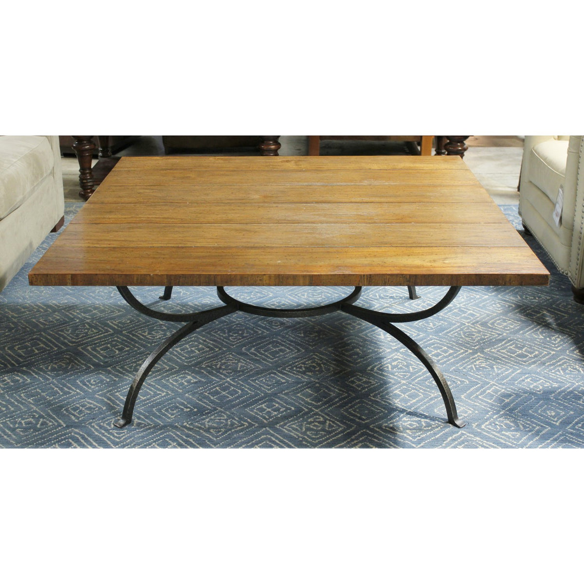 Jonathan Charles Square Wood & Iron Coffee Table