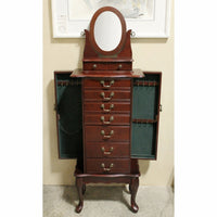 Cherry Jewelry Armoire w/Oval Mirror
