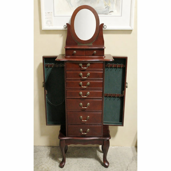 Cherry Jewelry Armoire w/Oval Mirror