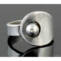 Eagle-Marked Taxco Sterling Silver Modernist Ring