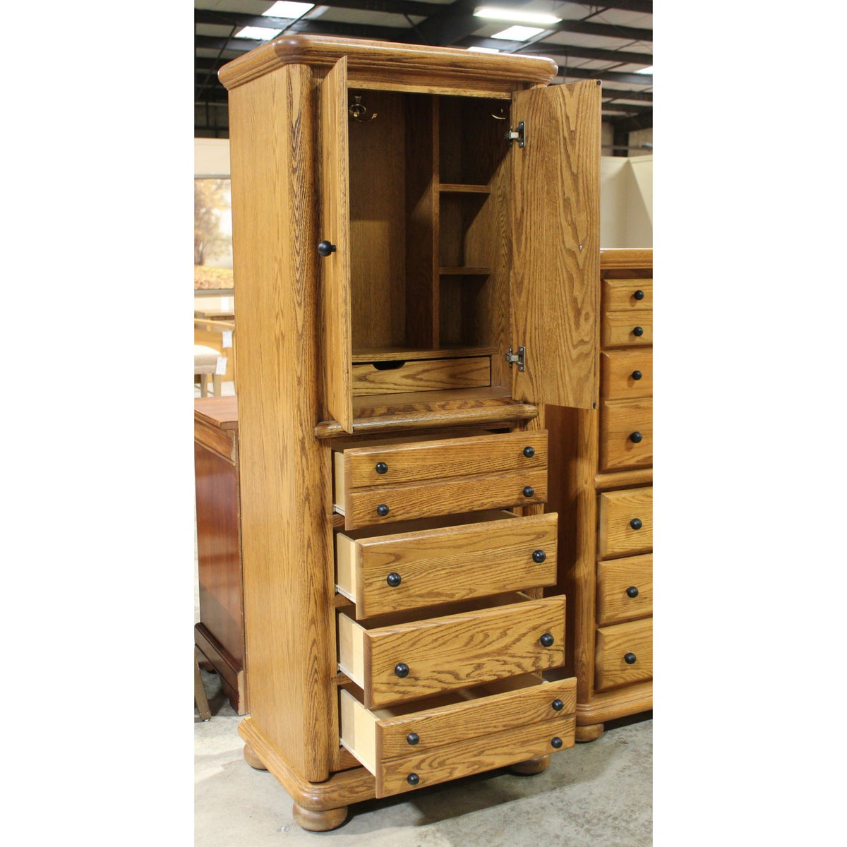 Arbek Wardrobe Armoire w/Swivel Base & Full Length Mirror Back