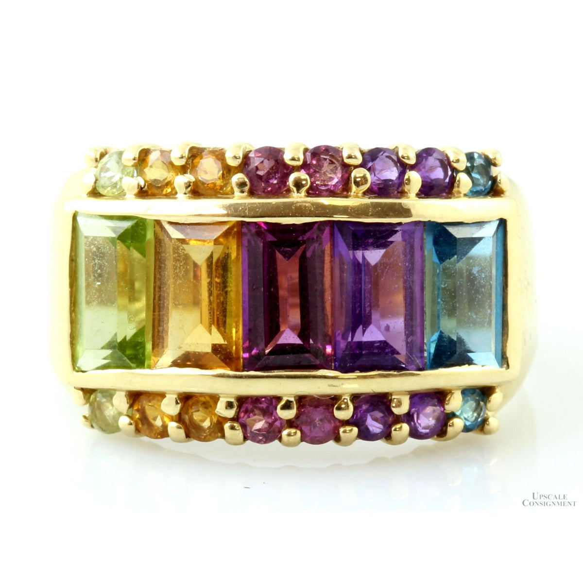 3.0ctw Citrine, Peridot, Garnet, Topaz, Amethyst 10K Gold Ring