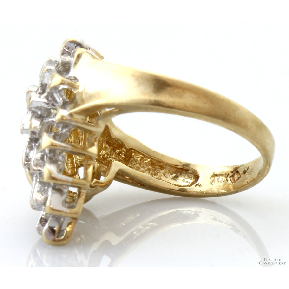 Vintage 10K Gold Diamond Leaf & Ribbon Ring | Nature Inspired Estate Diamond Ring