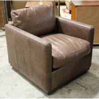 Mor Furniture "Flax" Brown Leather Swivel Chair