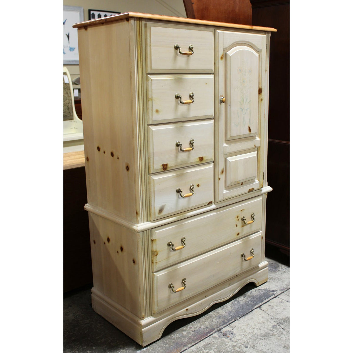 Cream 2-Tone Armoire Chest of Drawers Upscale Consignment Cream 2-Tone Armoire Chest of Drawers Upscale Consignment