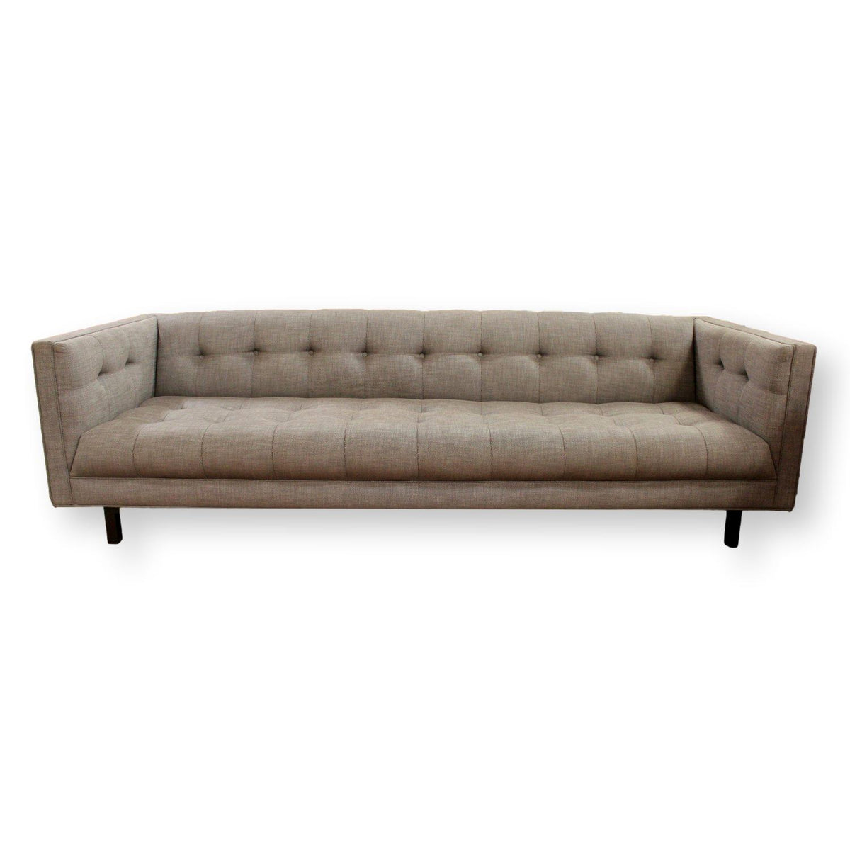 Restoration Hardware Gray Tufted Tuxedo Sofa