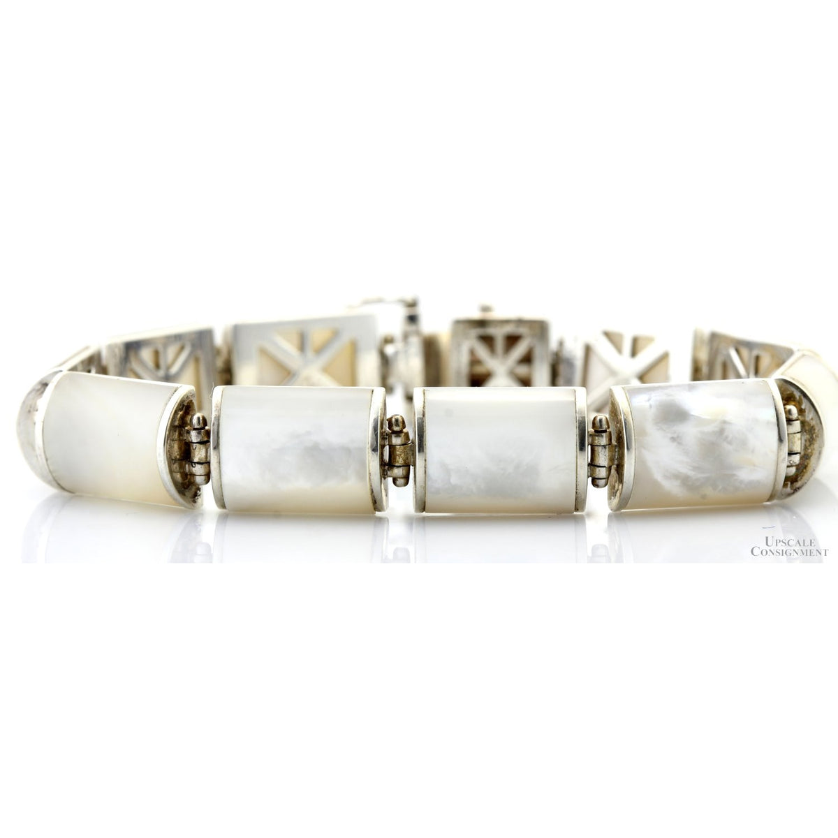 Sterling Silver & Rectangular White Mother of Pearl Bracelet