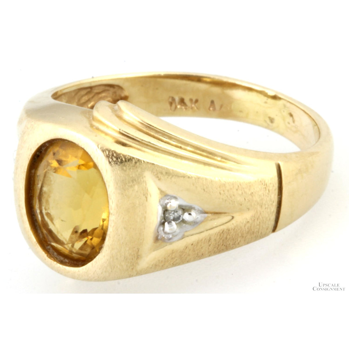2.11ct Oval Citrine & Diamond 14K Yellow Gold Ring