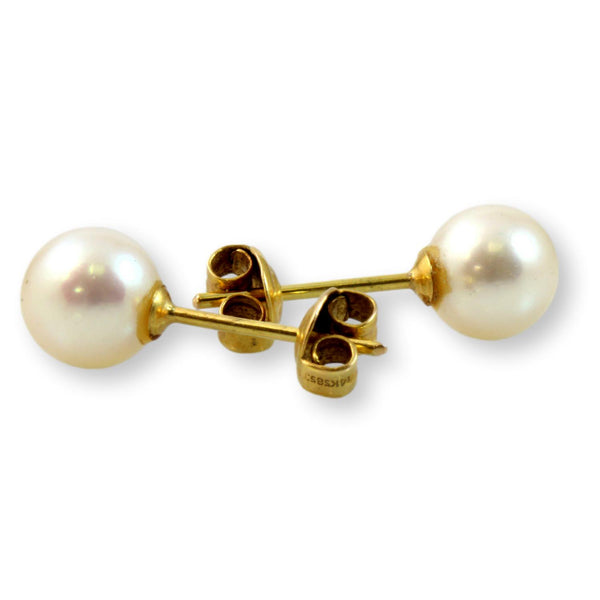 7.15mm Cultured White Pearl 14K Gold Stud Earrings