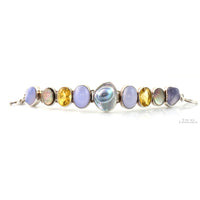 Natural Gemstone & Mabe Pearl Sterling Silver 1"(w) Bracelet