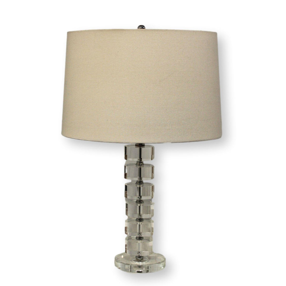 Oval Stacked Crystal Table Lamp w/Oval Shade