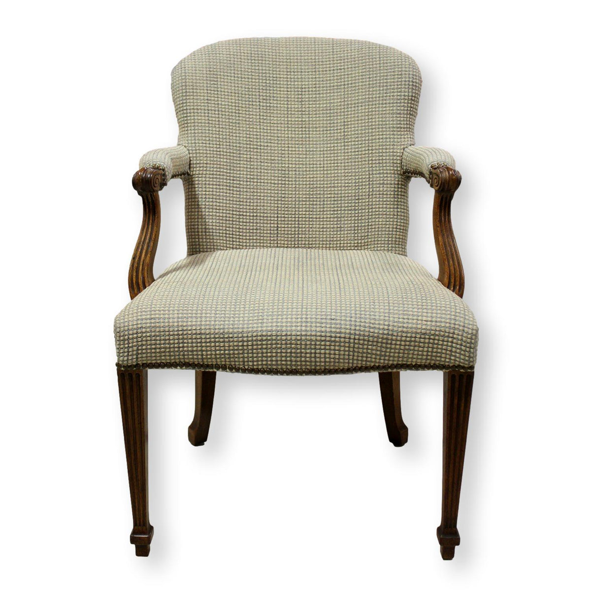 Baker Furniture Cream & Gray Tweed Armchair