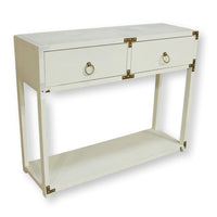 White Campaign Style Console Table