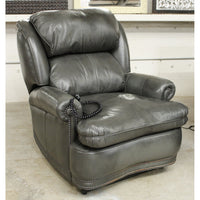 Dual Motor Gray Leather Power Lift Recliner