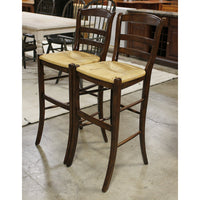 Pottery Barn Pair of 'Isabella' Rush Seat Bar Stools