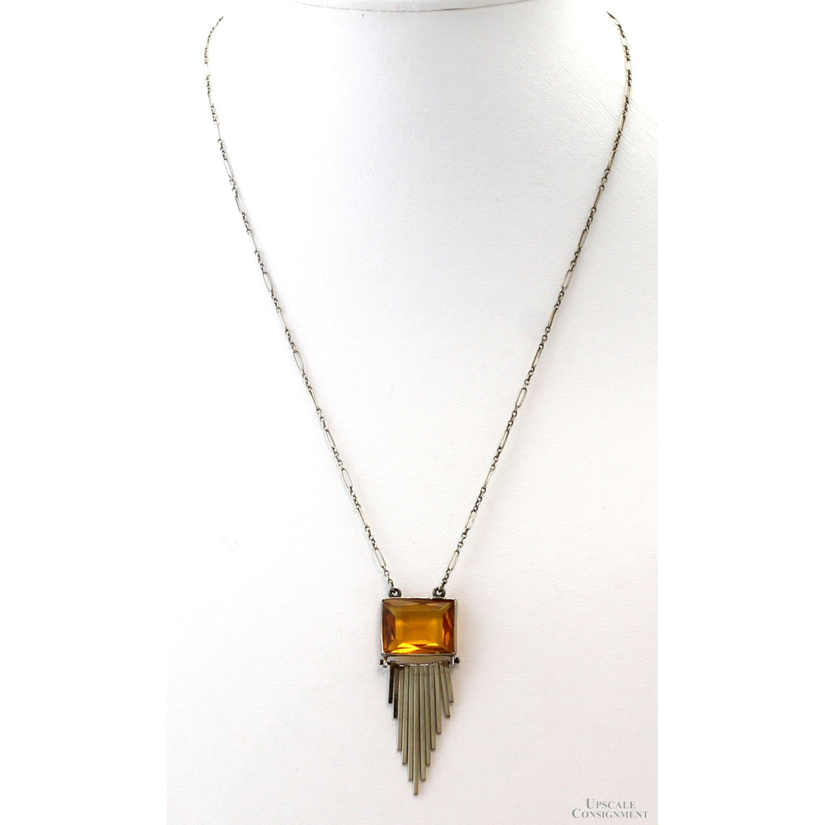 Vintage 10K Gold Andalusite Art Deco Fringe Necklace