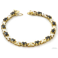 Gold Vermeil Greenish Blue Sapphire & Diamond Link Bracelet