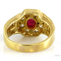 1.03ct  Ruby & Diamond 18K Gold Ring - 1.38 ctw Diamonds