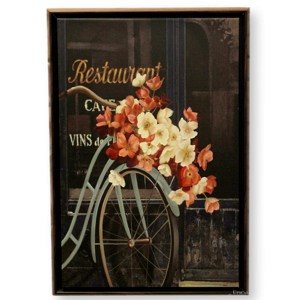 Framed French Blue Bicycle Embellished Canvas Print