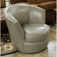 Bradington Young Gray Leather Swivel Chair