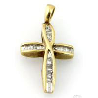 .30ctw Baguette Diamond 10K Yellow Gold Cross Pendant