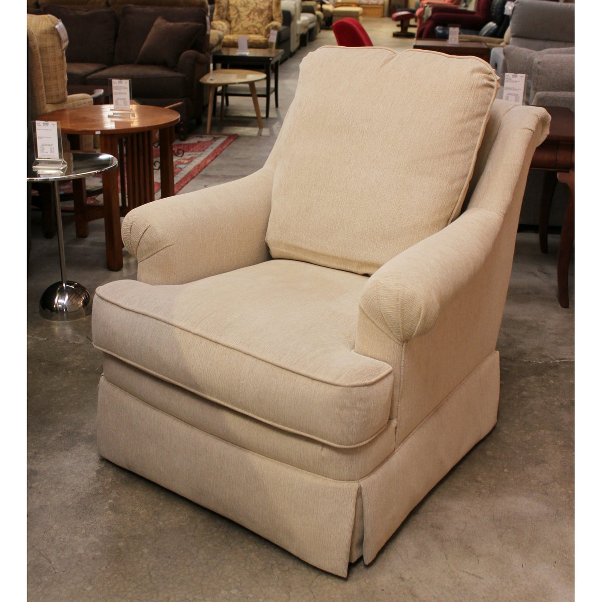 Ethan Allen Skirted Ivory Club Chair