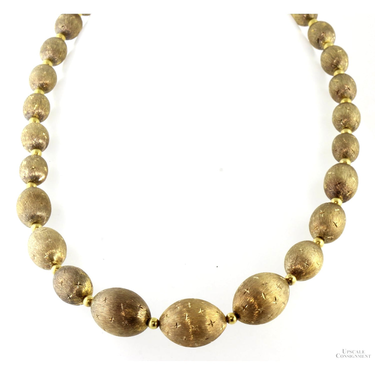 Italian Embraced Stardust Bead Necklace - !4K Gold Vermeil