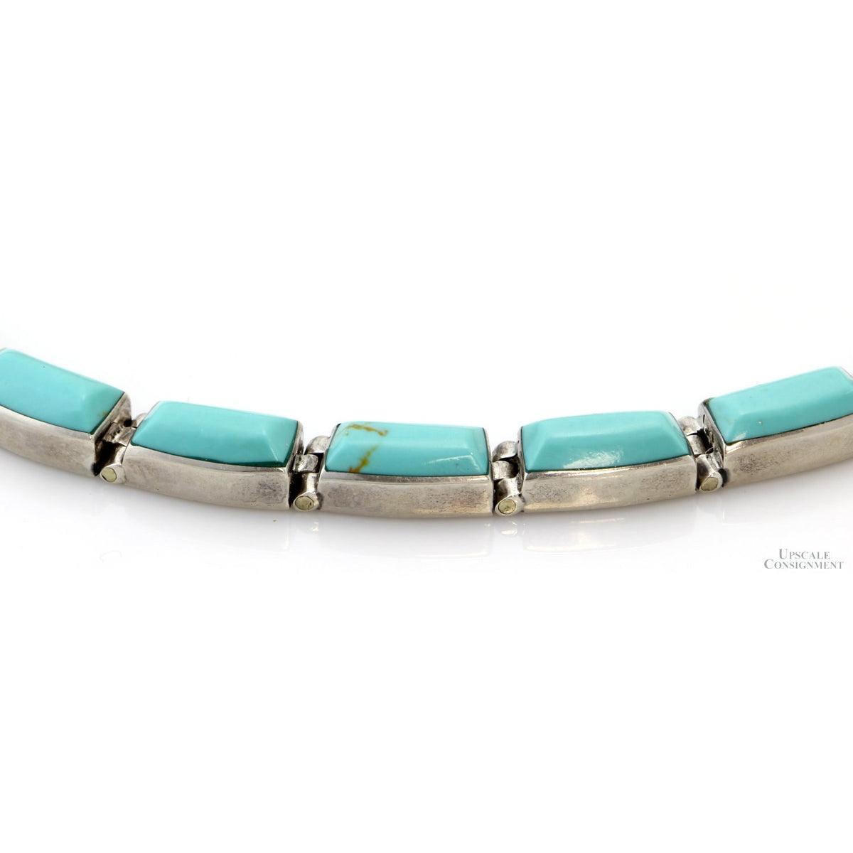 Vintage Mexican 950 Silver Robin's Egg Blue Graduated Turquoise Bracelet