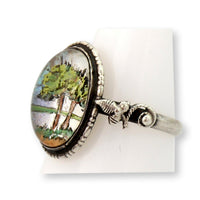 Sterling Silver Patent Assembled English Scenic Landscape Ring
