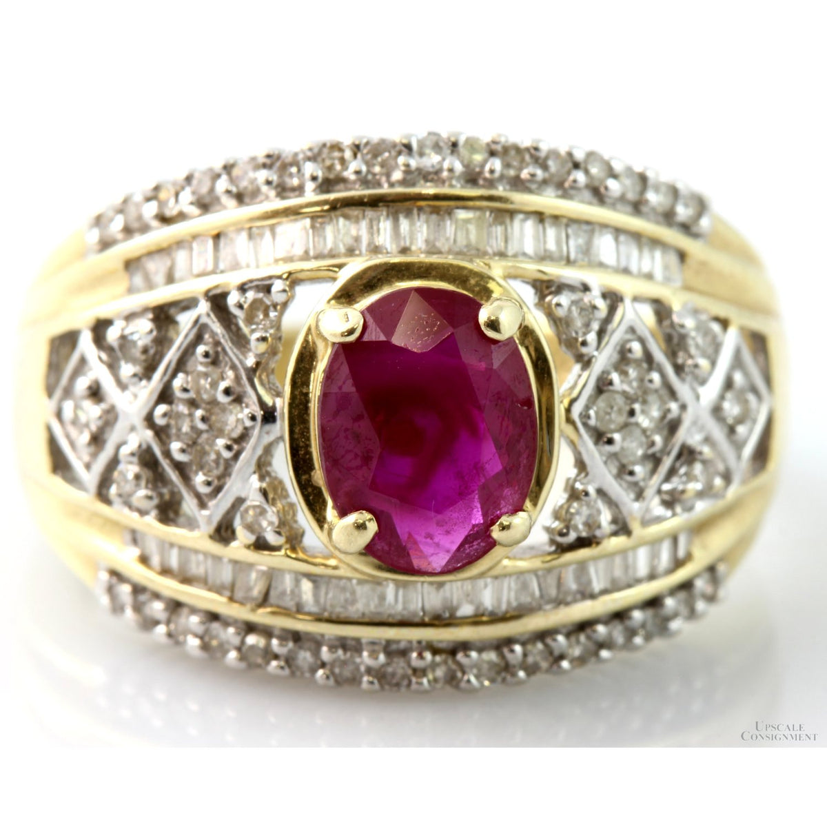 1.57ct Ruby & .56ctw Diamond 14K Yellow & White Gold Ring