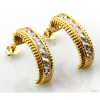 14K Gold Diamonique J-Hoop Earrings – Approx. 1.20 CTW