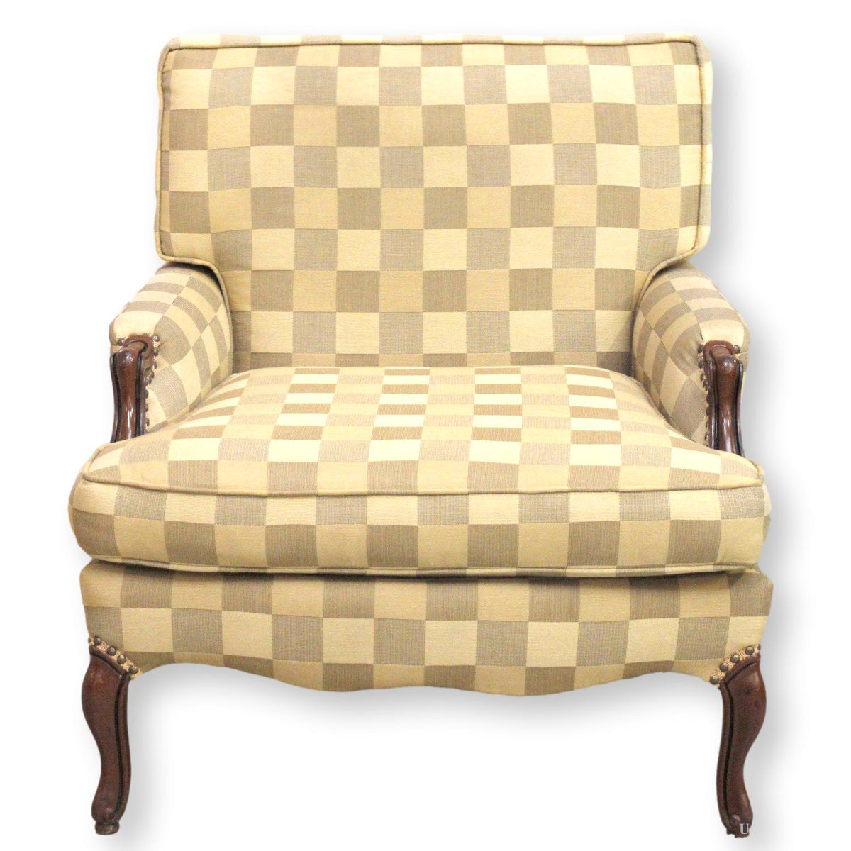 Checkered Bergere Accent Chair