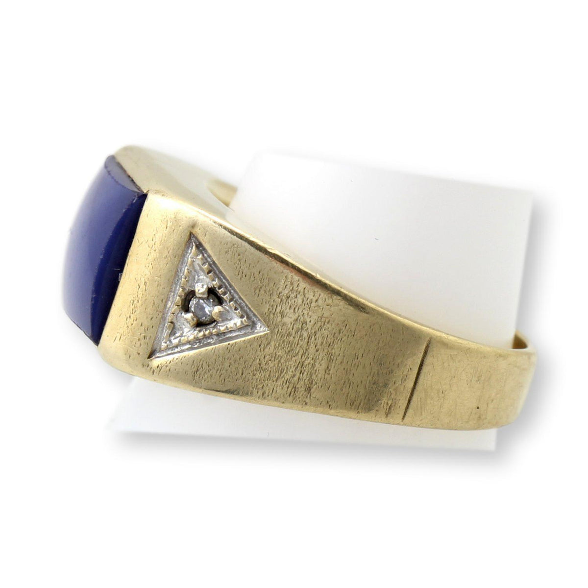 Vintage 10K Gold Natural Blue Star Sapphire & Diamond Gent's Ring