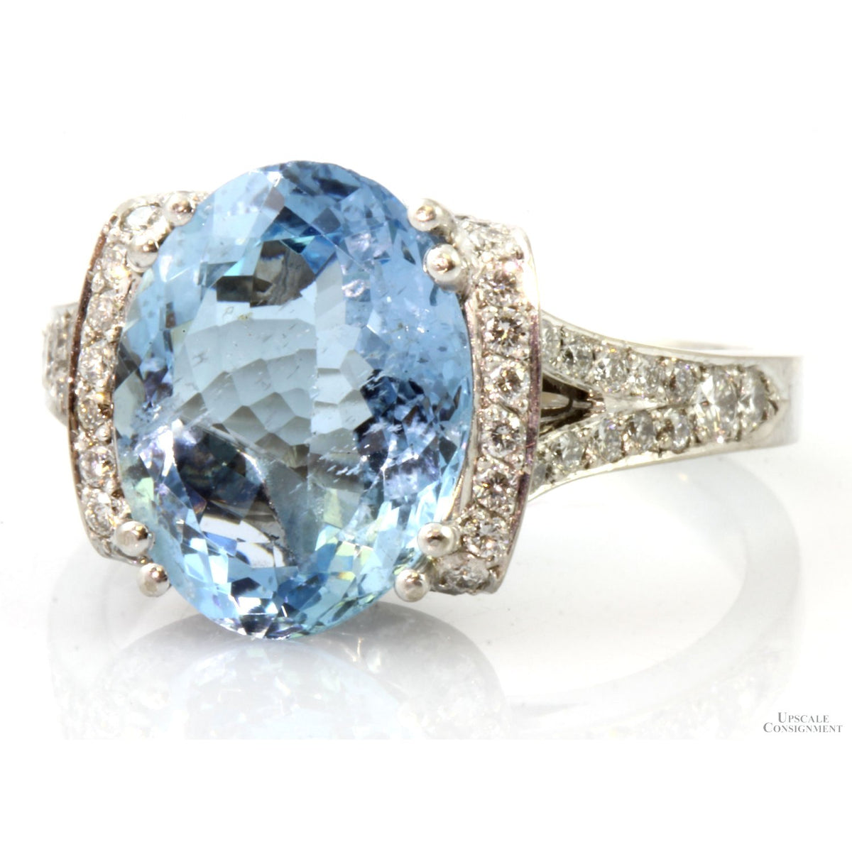 3.51ct Aquamarine & .42ctw Diamond 18K White Gold Ring